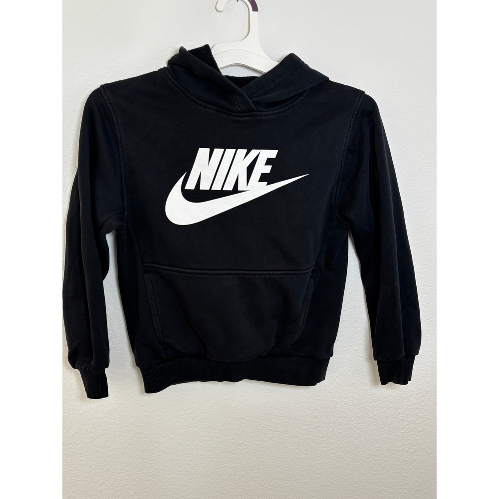 Nike Boys Sportswear Futura Logo Fleece Hoodie Black White Medium M